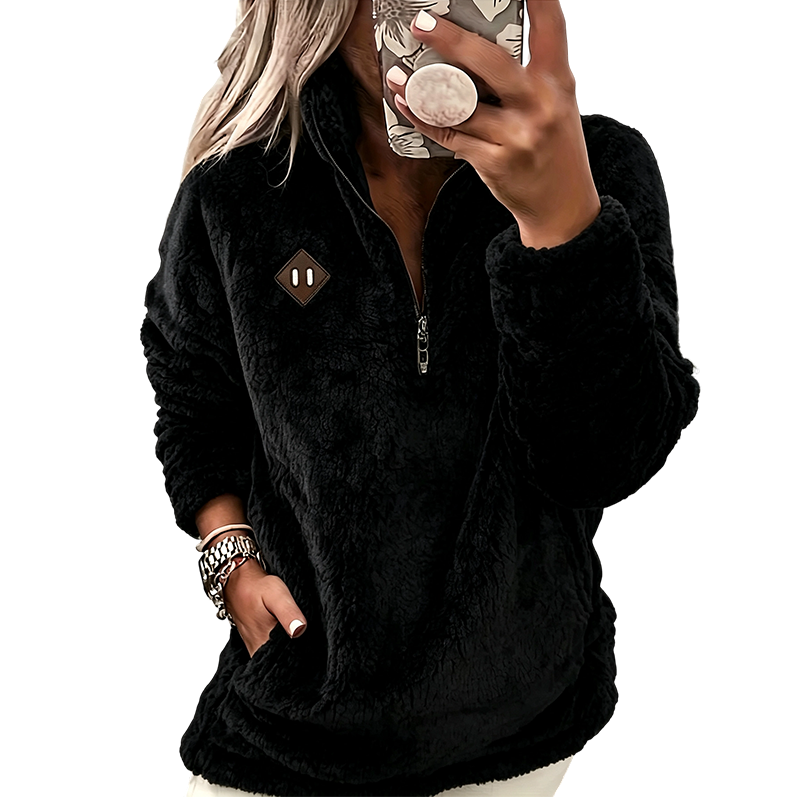 Liva | Lun oversized pullover med halv lynlås
