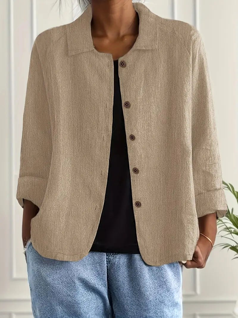 Adelheid | Sandfarvet oversized skjortebluse