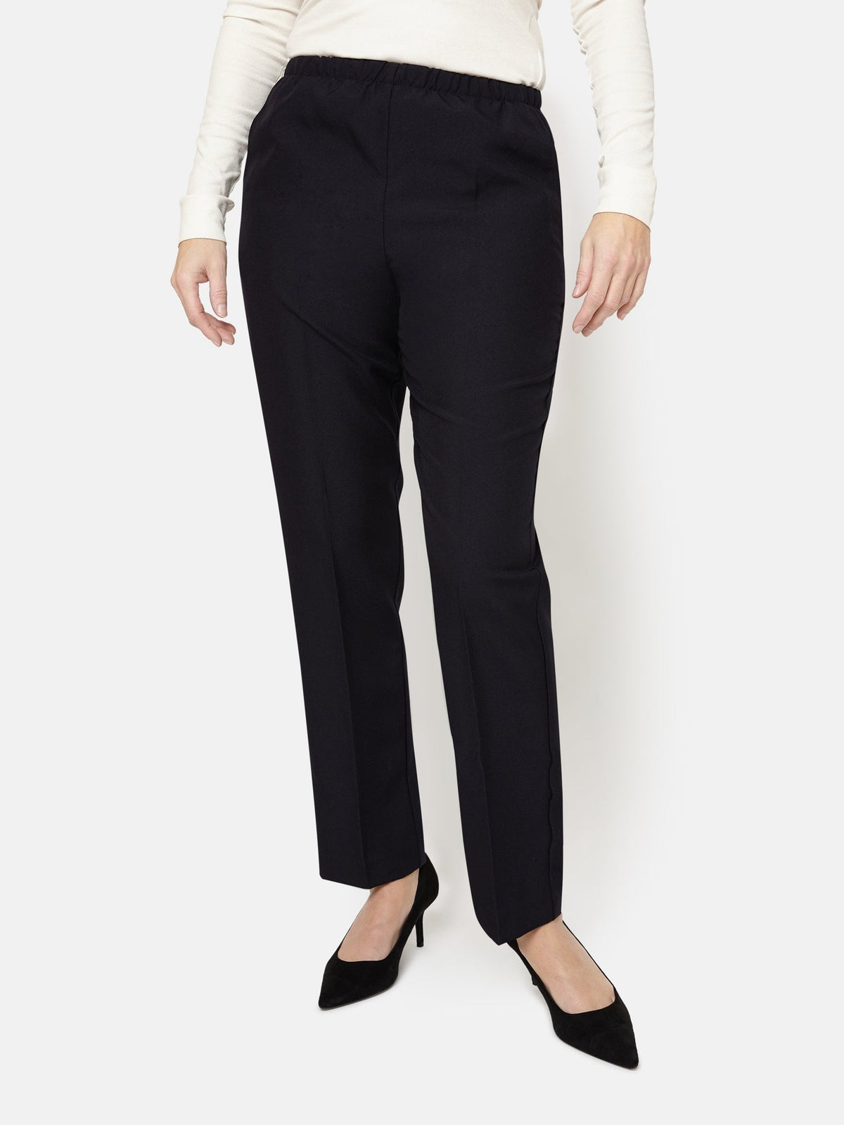 Anna Bukser - Navy - Regular Fit - Elastik i Taljen