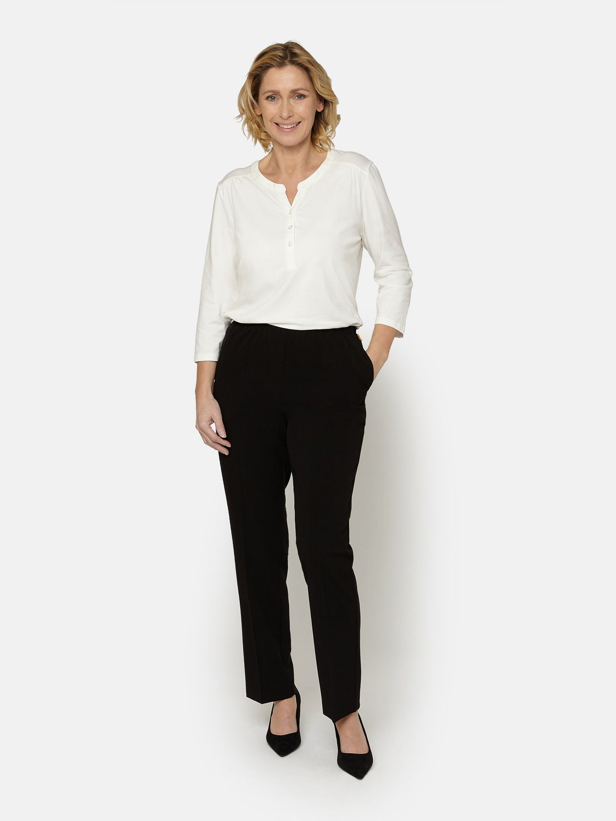 Anna Bukser - Sort - Regular Fit - Elastik i Taljen