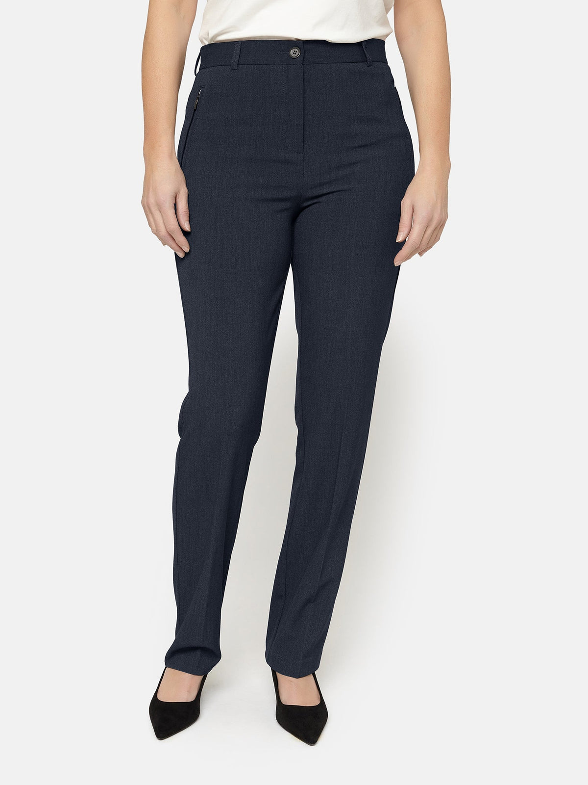 Sara Bukser - Navy - Klassisk Fit - Lynlåslommer