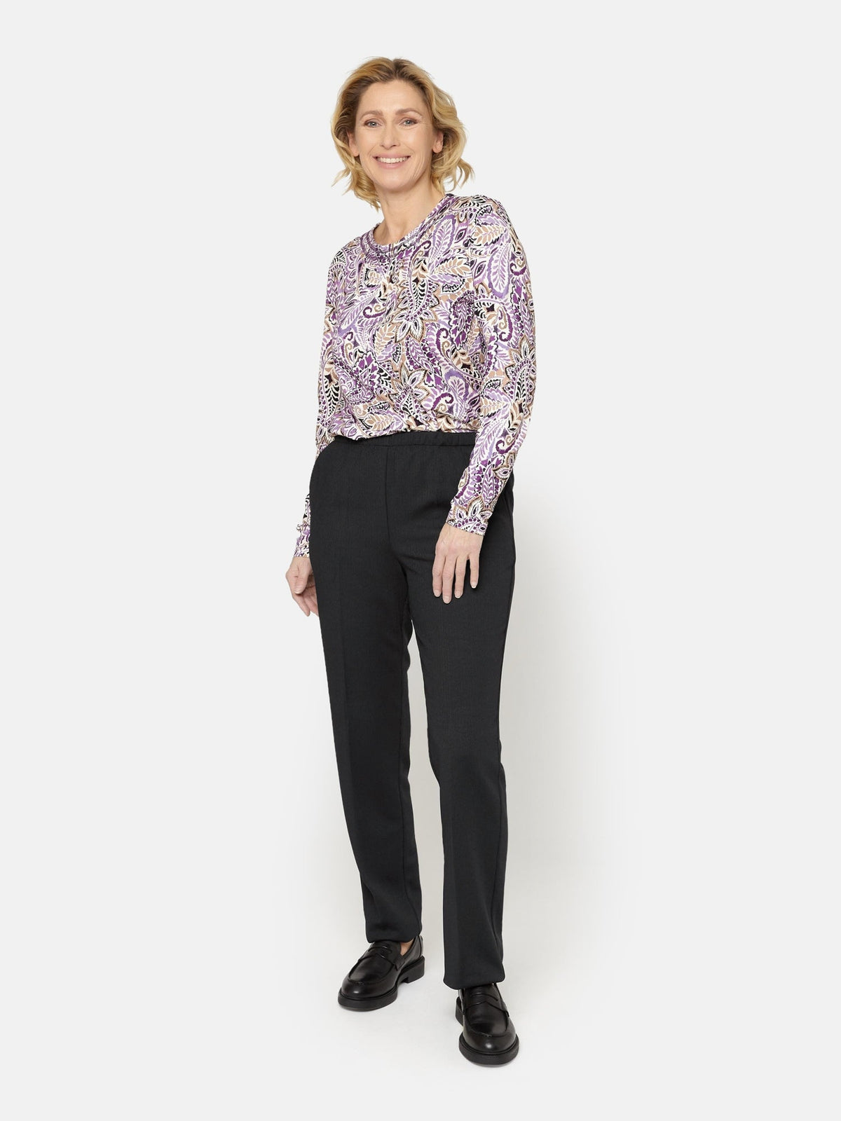 Anna Bukser - Sort - Regular Fit - Elastik i Taljen
