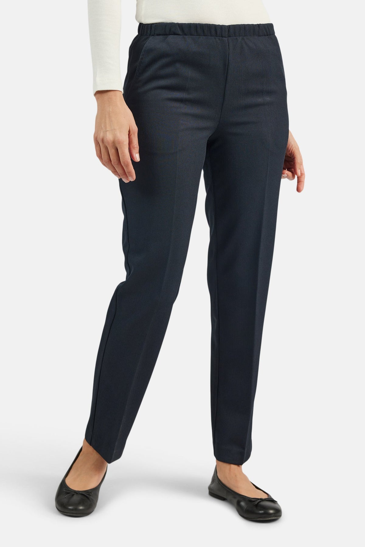 Anna Bukser - Navy - Regular Fit -  Elastik i Taljen