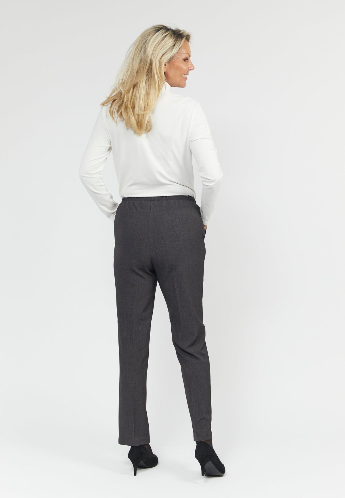 Sofie Bukser - Grå Meleret - Slim Fit / Elastik i Taljen