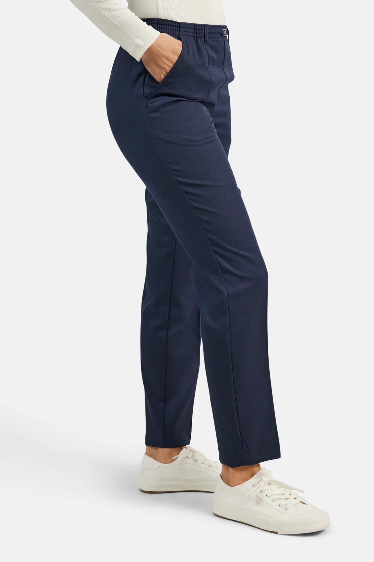 Anna Bukser - Navy - Regular Fit - Elastik i Taljen