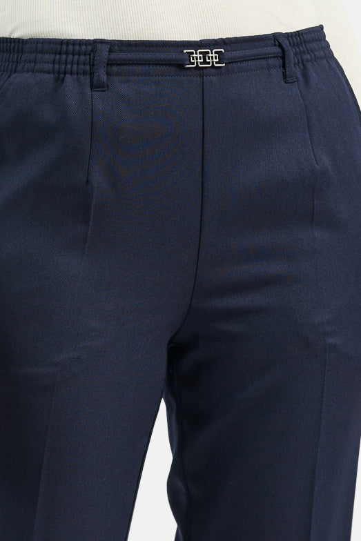 Anna Bukser - Navy - Regular Fit - Elastik i Taljen