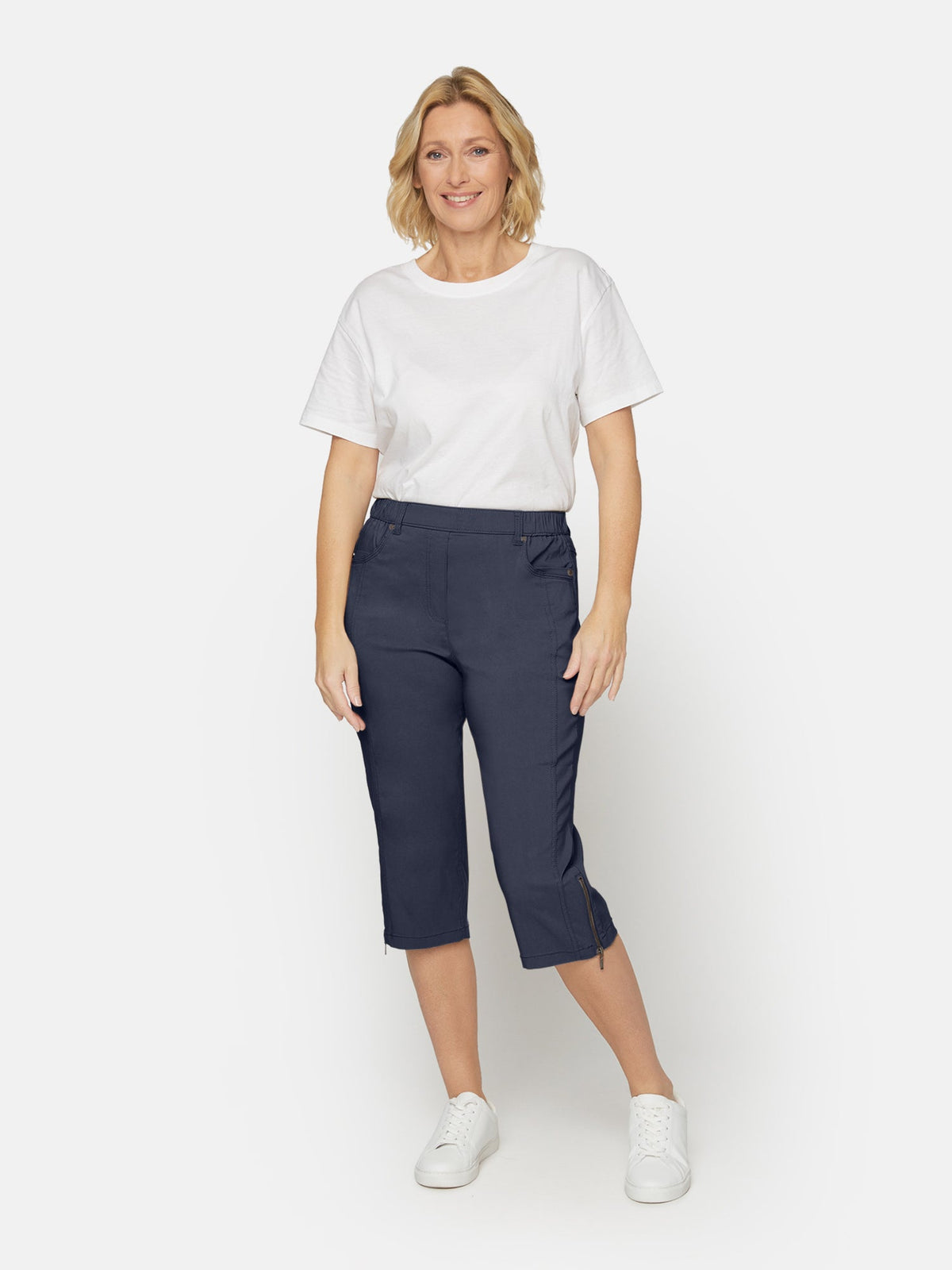 Capri Bukser - Navy - Lynlås Detalje