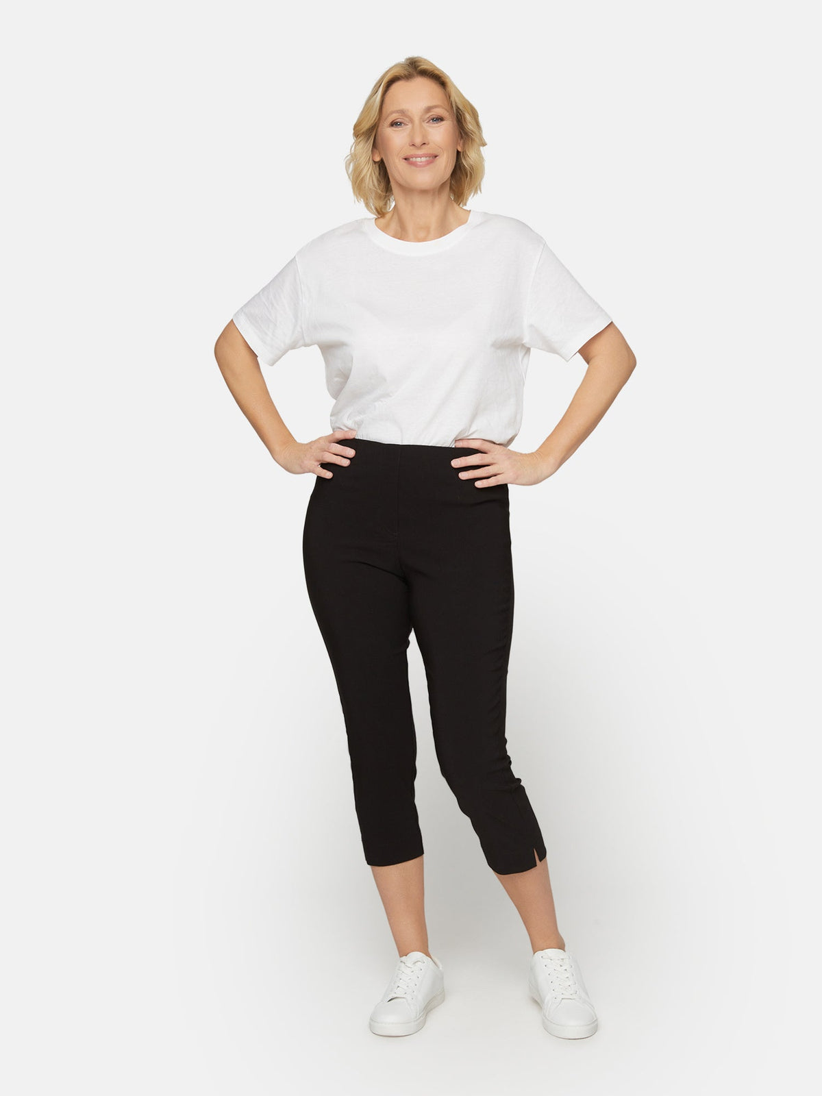 Capri Leggings - Sort - Elastik i Taljen