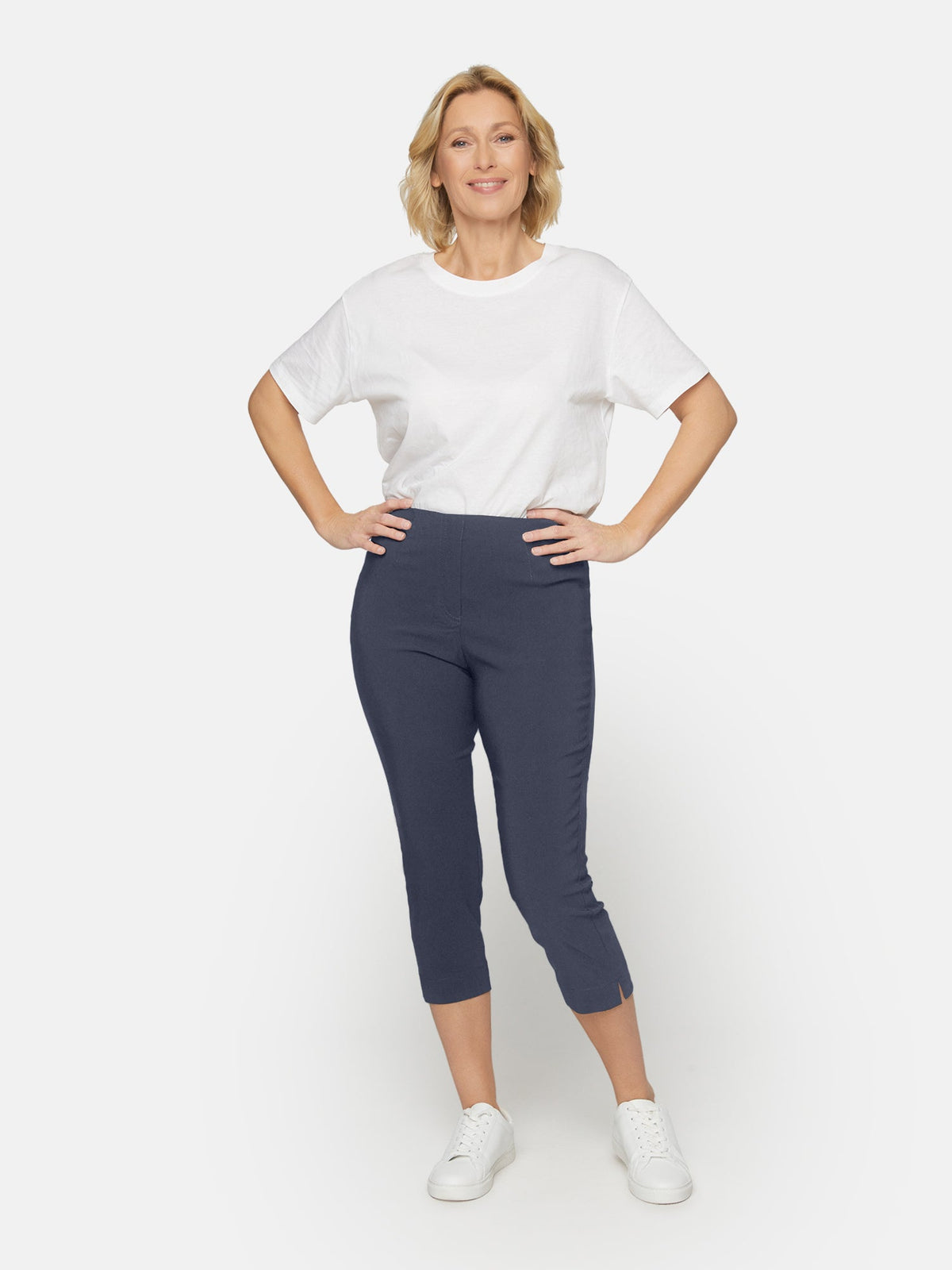 Capri Leggings - Navy - Elastik i Taljen