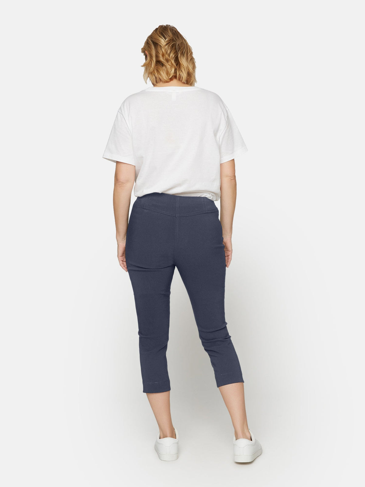 Capri Leggings - Navy - Elastik i Taljen