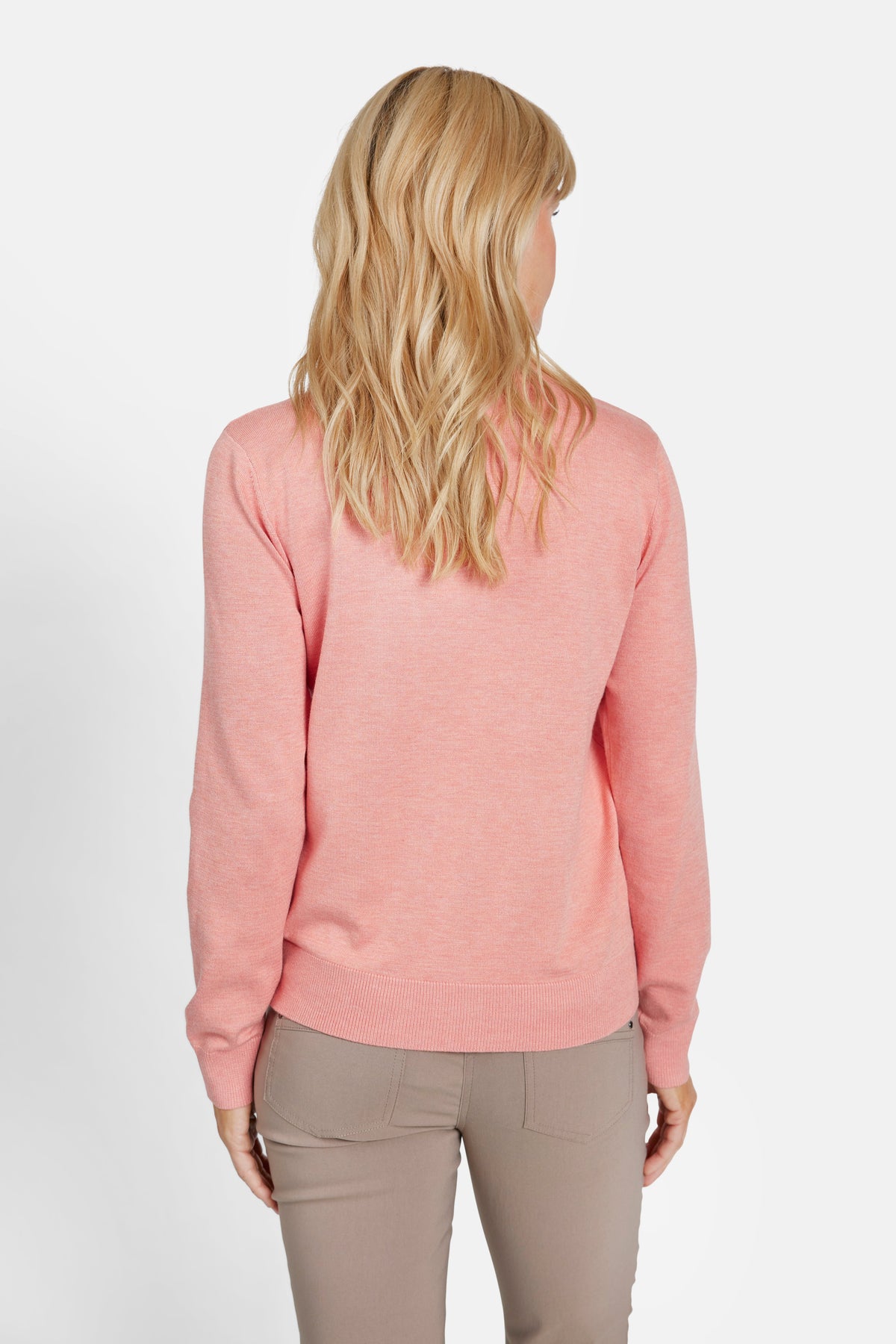 Langærmet Cardigan - Koral - Lommer
