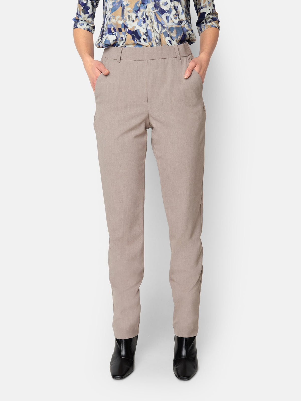 Sofie Bukser - Sand - Slim Fit / Elastik i Taljen