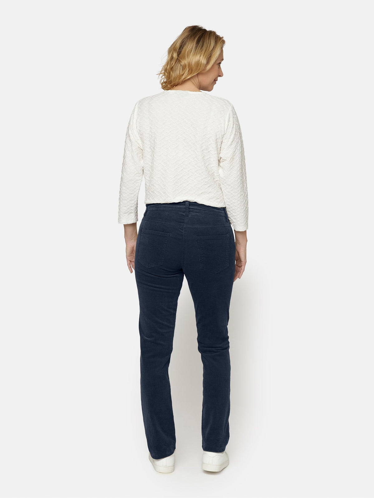 Madelaine Fløjlsbukser - Navy - Straight Fit
