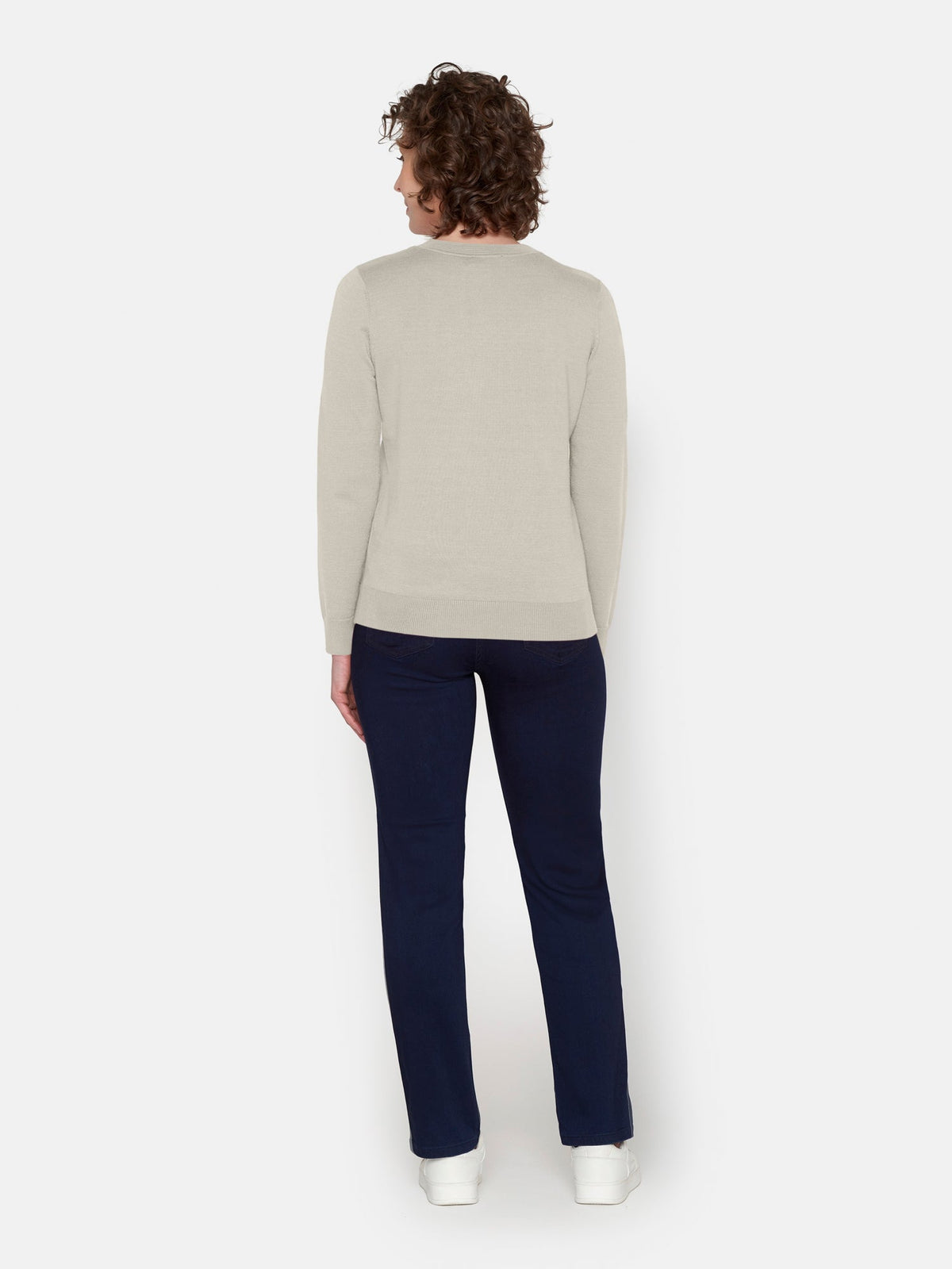 Langærmet Strik - Beige Melange