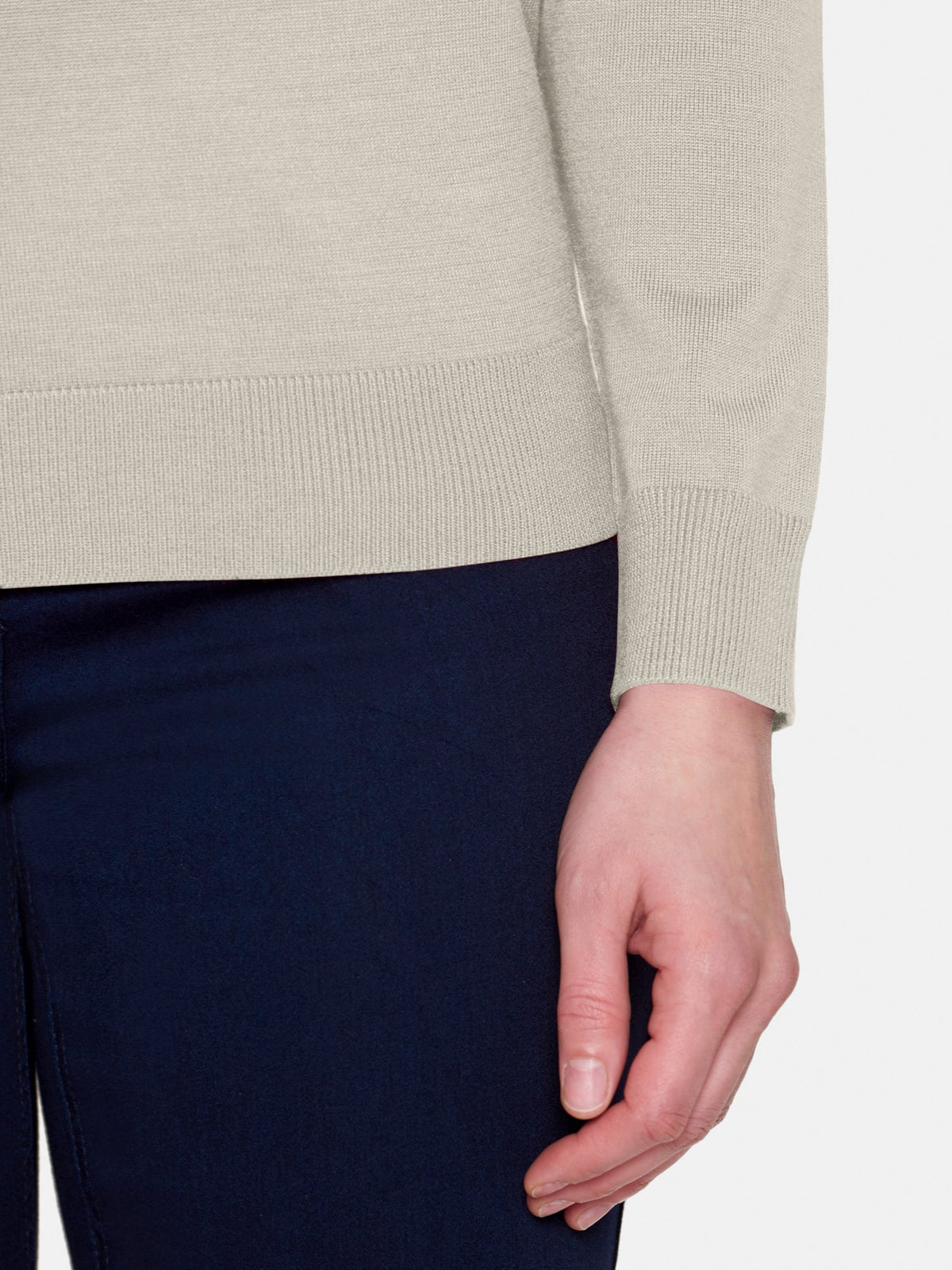 Langærmet Strik - Beige Melange