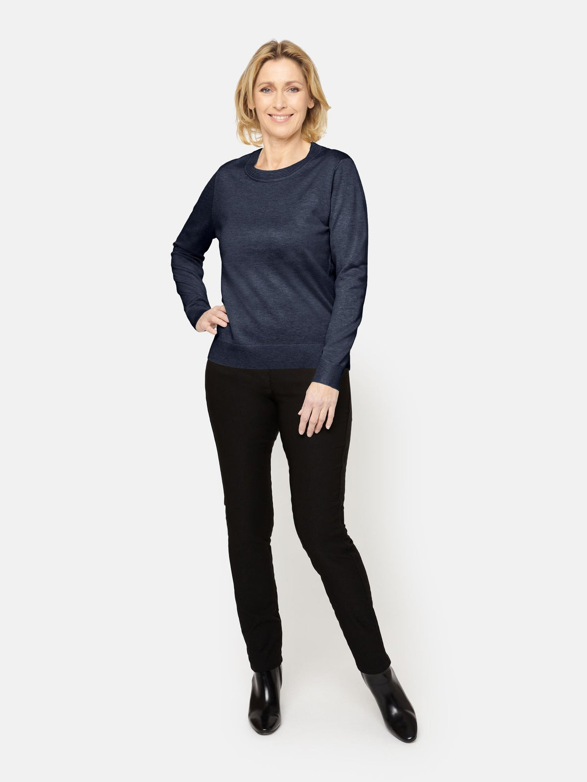 Langærmet Strik - Navy