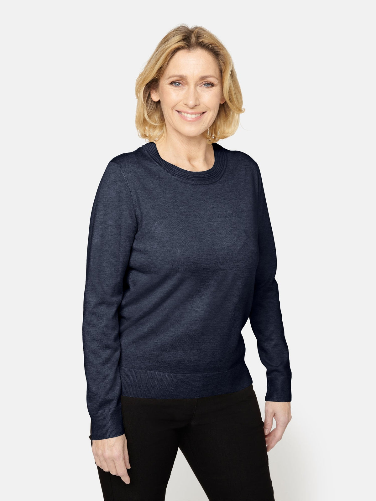 Langærmet Strik - Navy