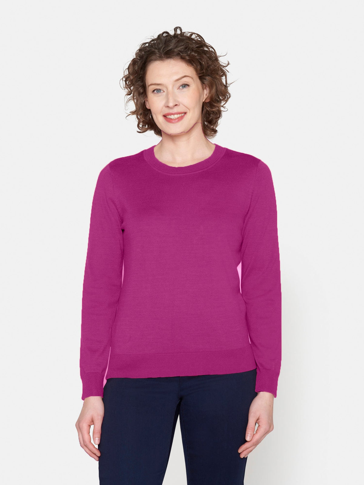 Langærmet Strik - Fuchsia Pink