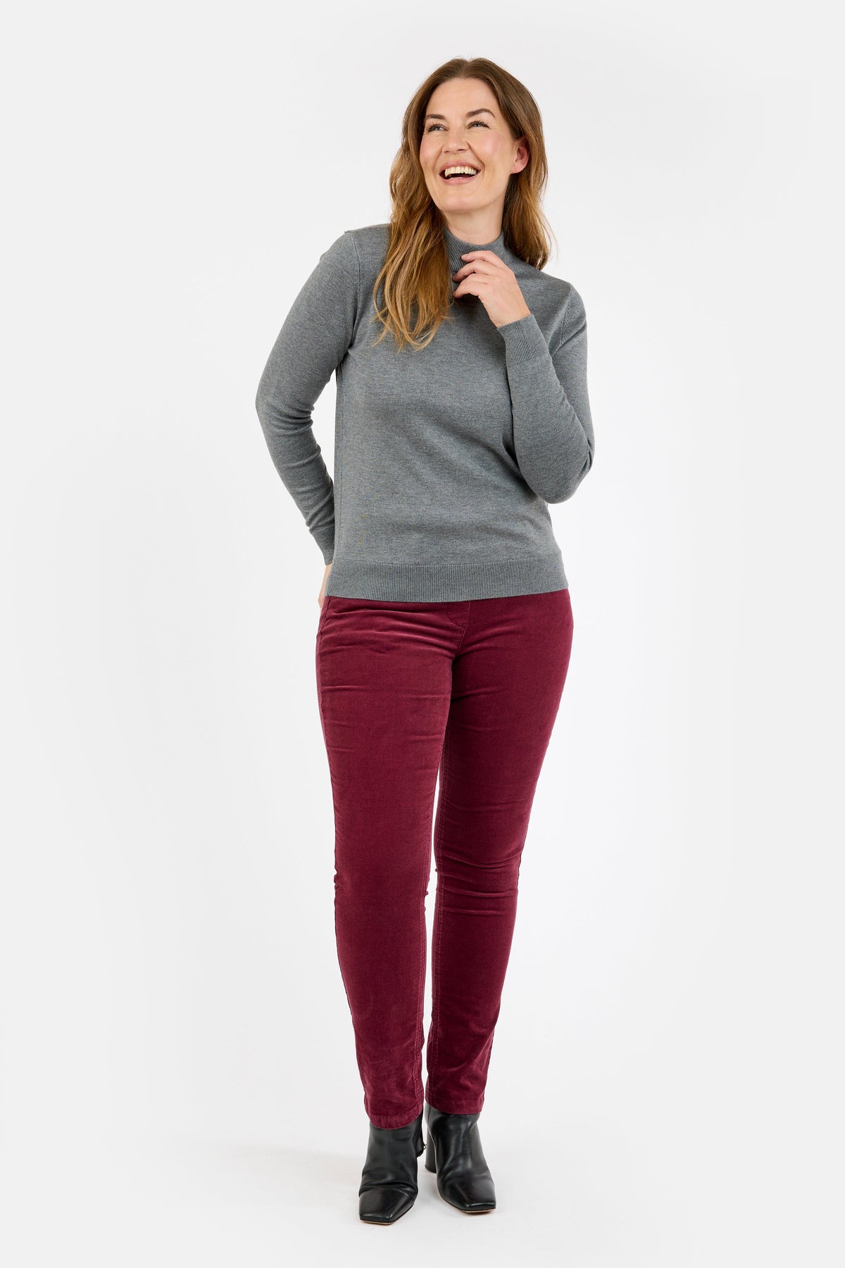 Madelaine Superstretch Jeans  - Bordeaux - Straight Fit
