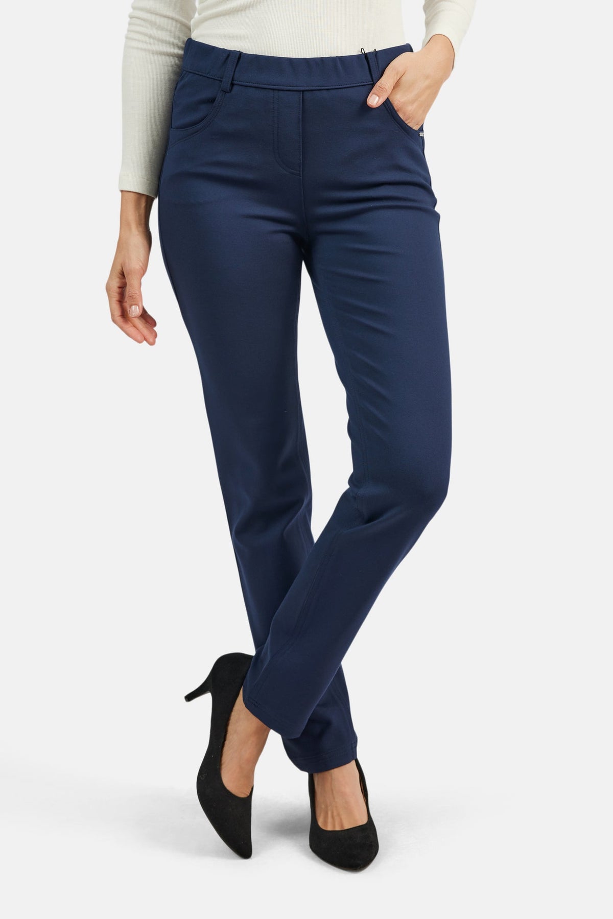 Bukser - Mørkeblå - Slim Fit / Elastik i Taljen
