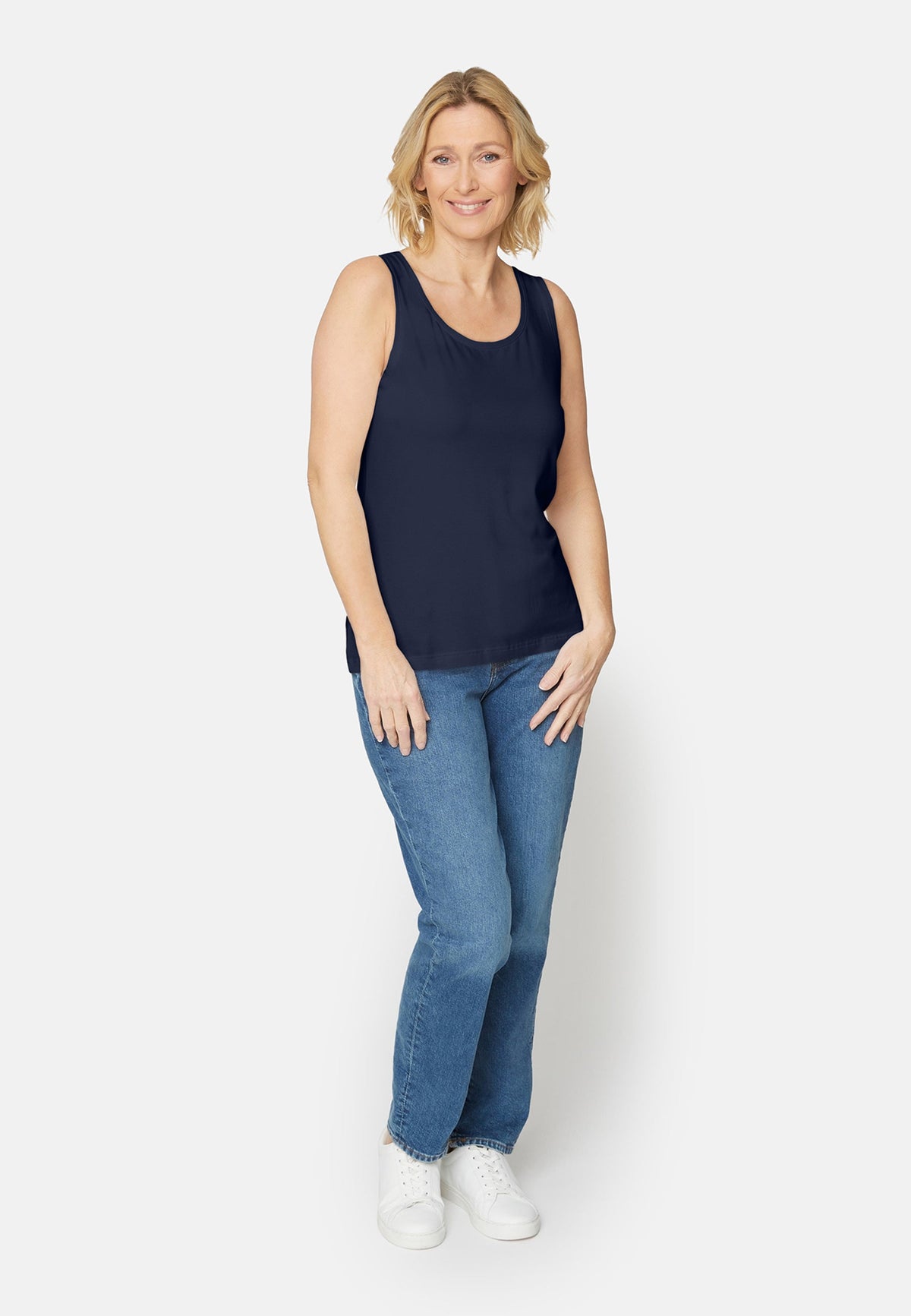 Basis Top - Navy - Rund Hals