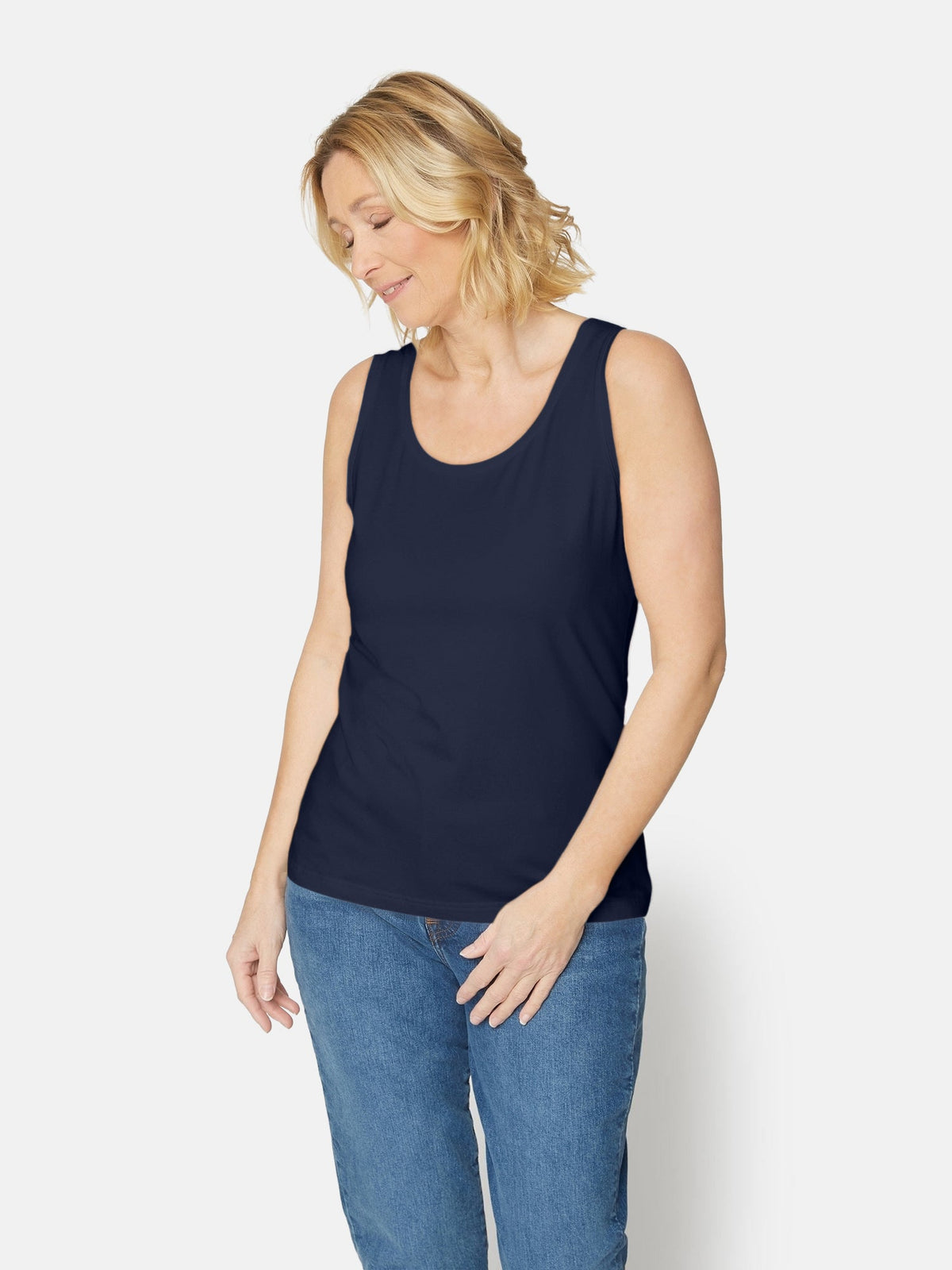 Basis Top - Navy - Rund Hals
