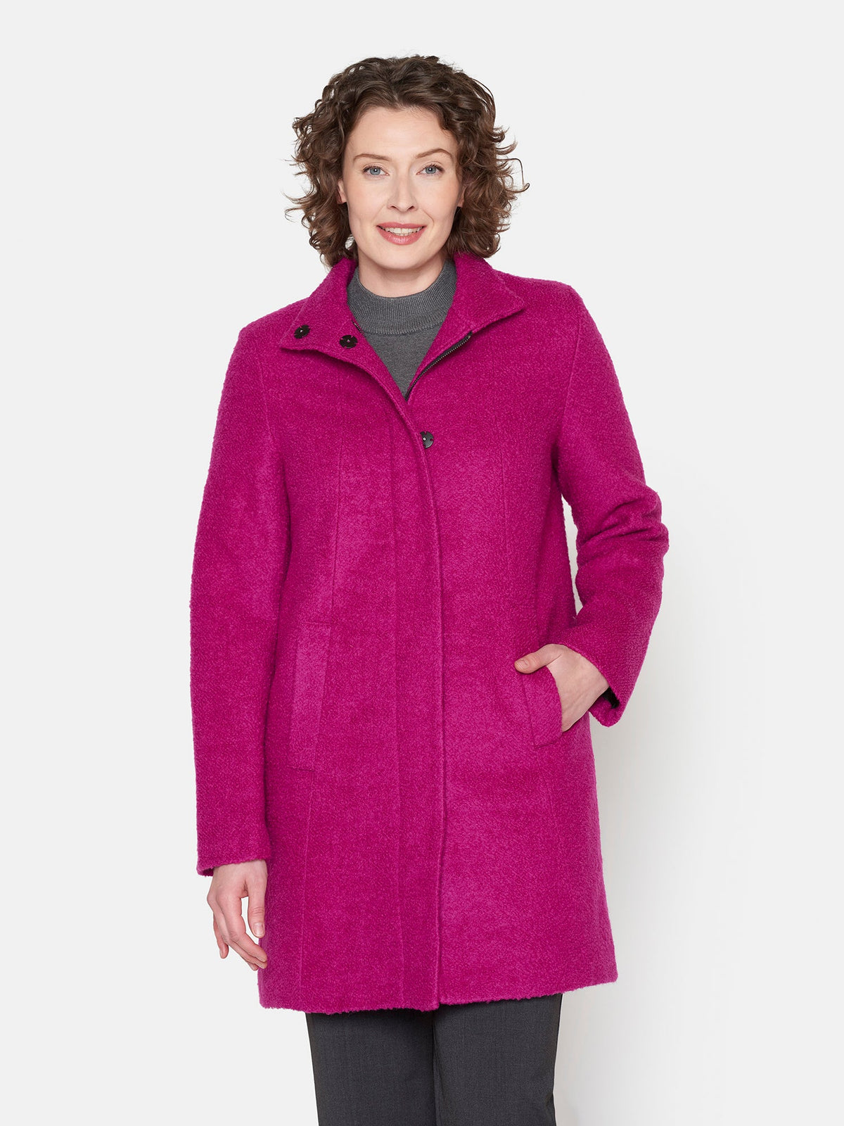 Uld Frakke - Fuchsia Pink