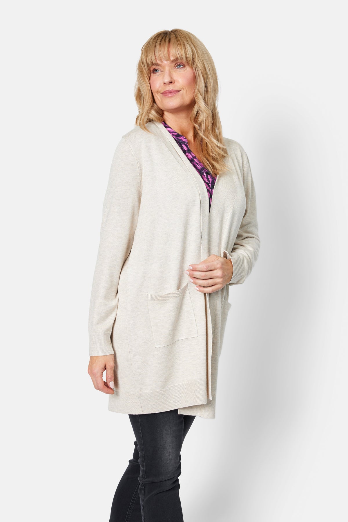 Strik Cardigan - Råhvid - Med Lommer
