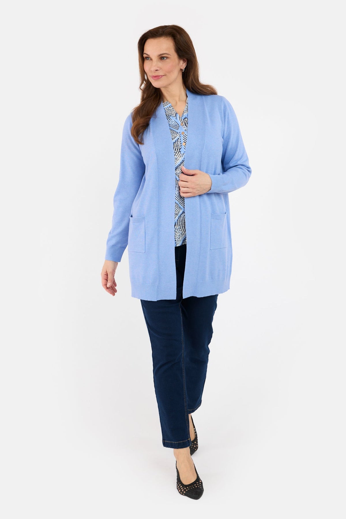 Strik Cardigan - Lyseblå - Med Lommer