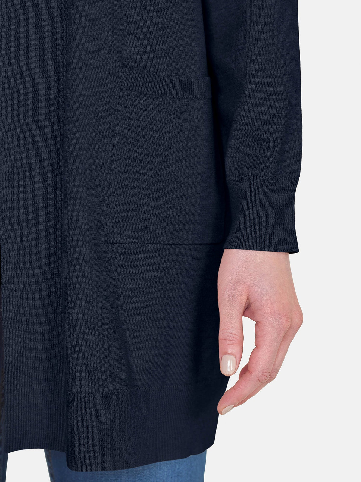 Strik Cardigan - Navy - Med Lommer