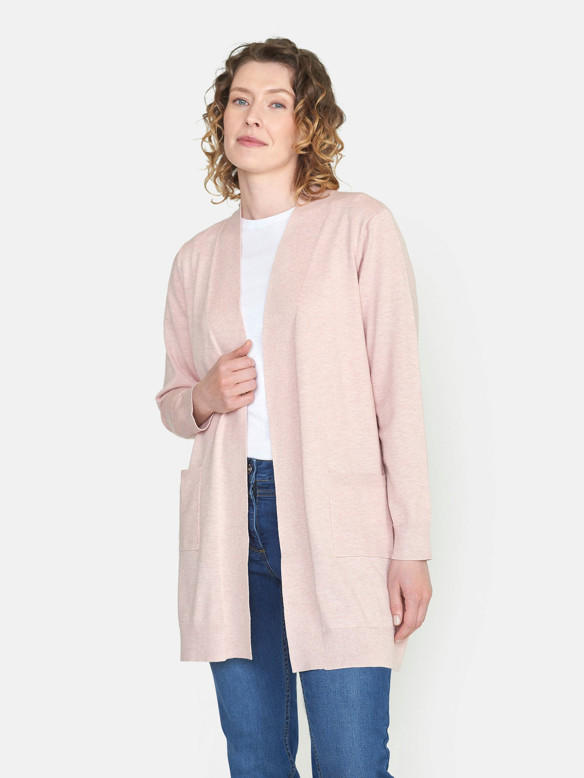 Strik Cardigan - Lyserød - Med Lommer