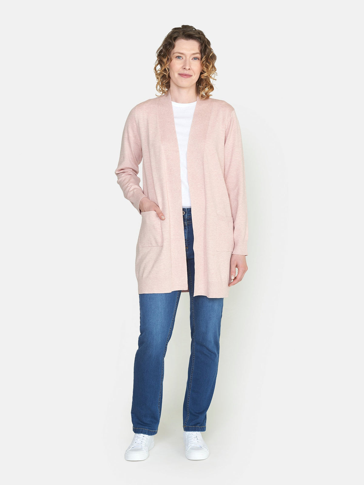 Strik Cardigan - Lyserød - Med Lommer