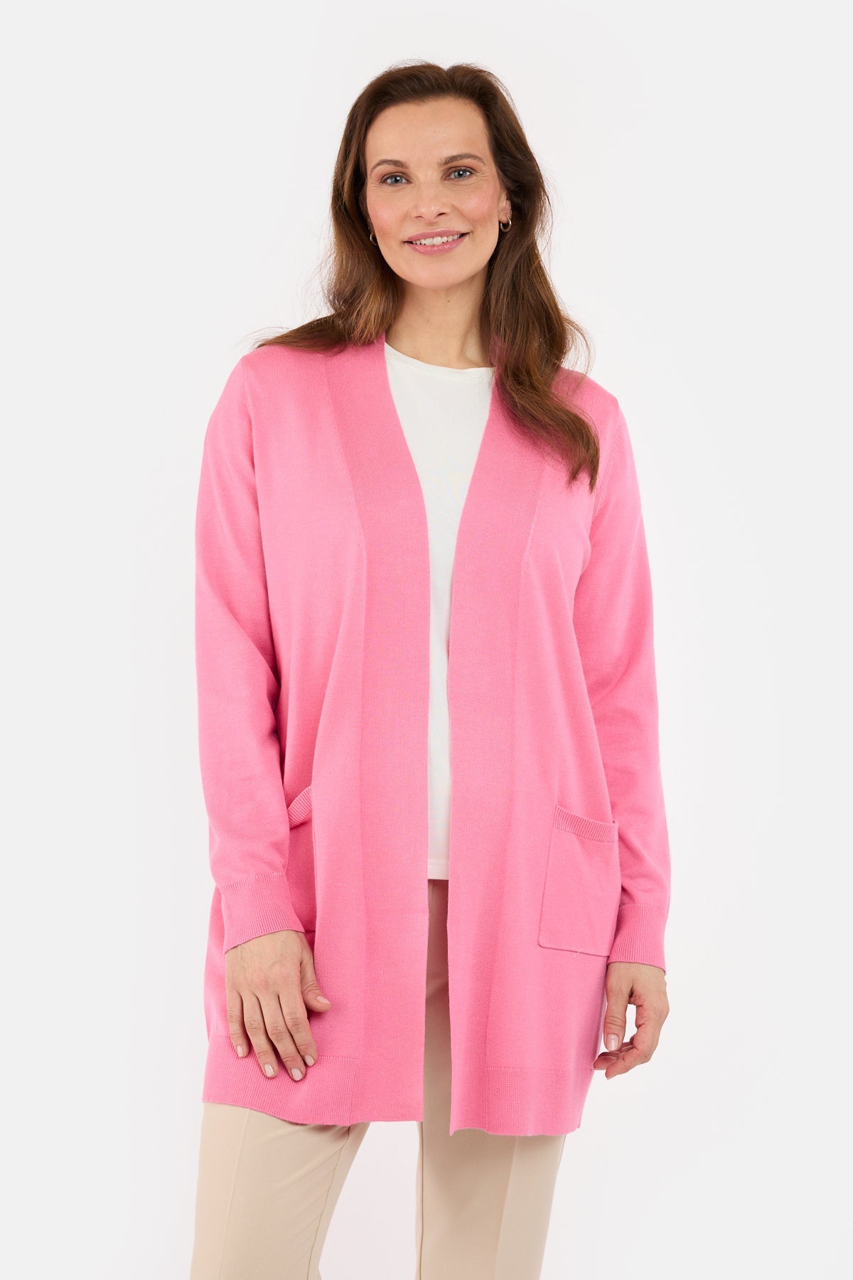 Strik Cardigan - Pink - Med Lommer