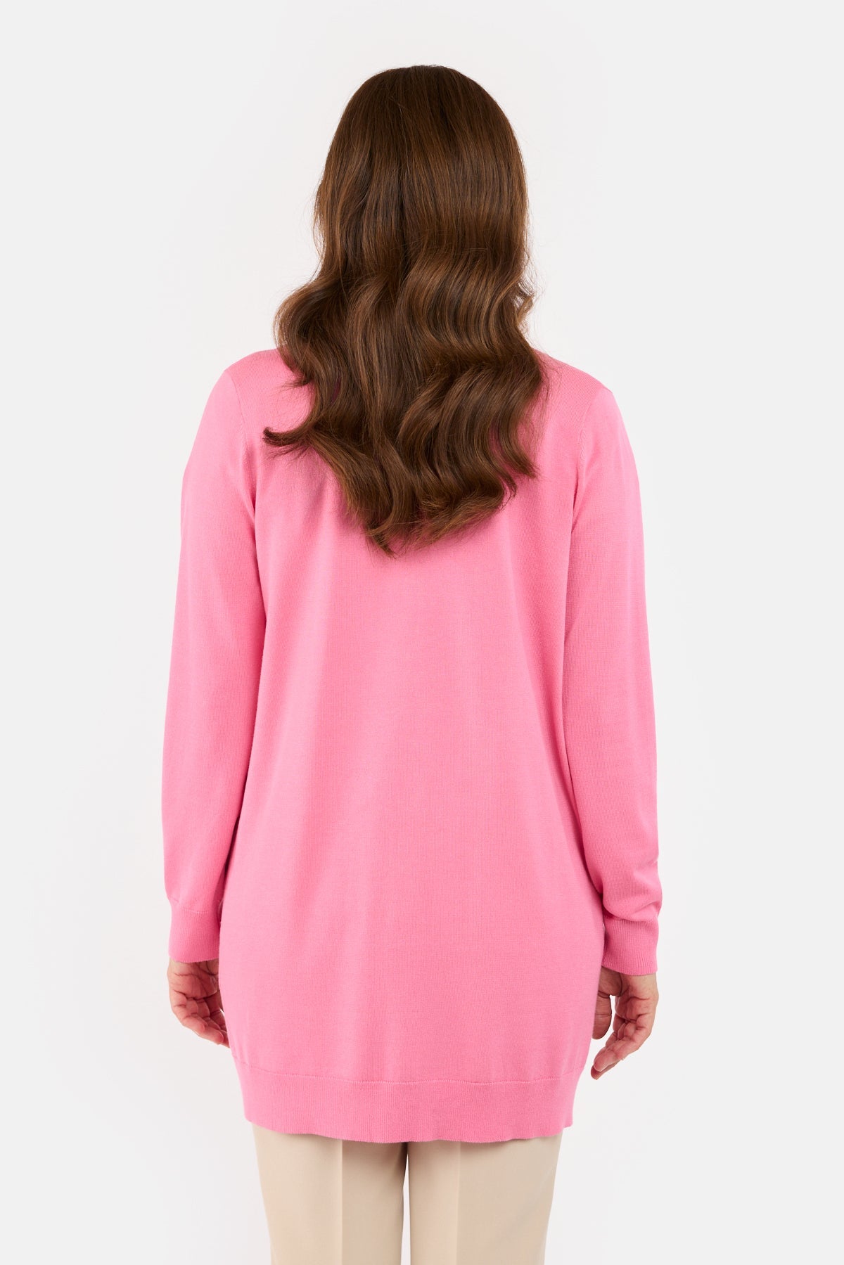 Strik Cardigan - Pink - Med Lommer