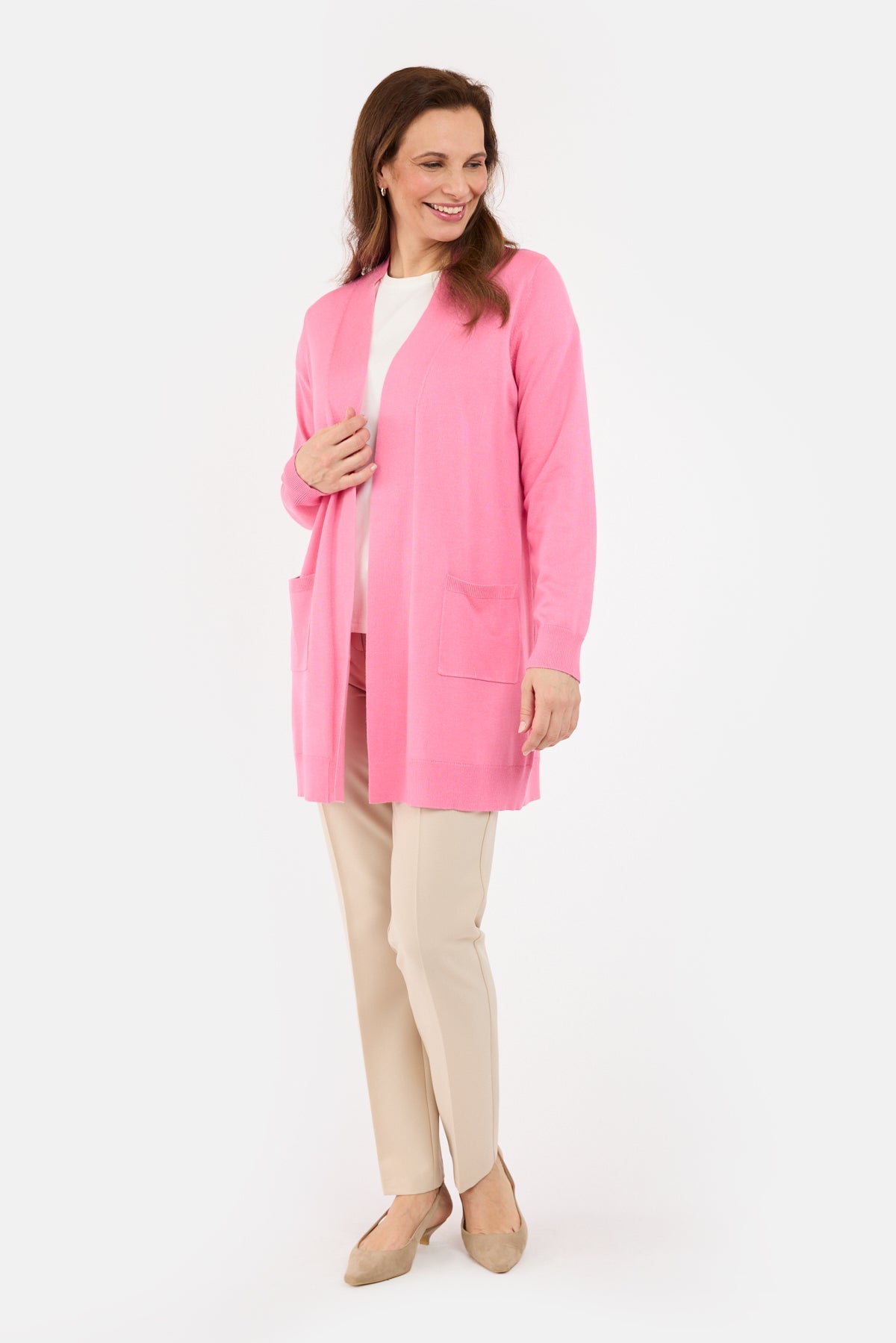 Strik Cardigan - Pink - Med Lommer