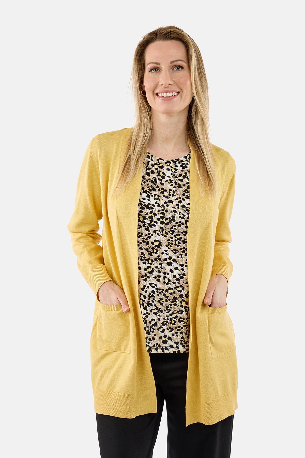 Strik Cardigan - Gul - Med Lommer