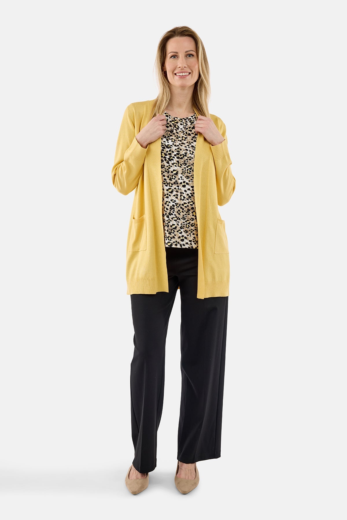 Strik Cardigan - Gul - Med Lommer