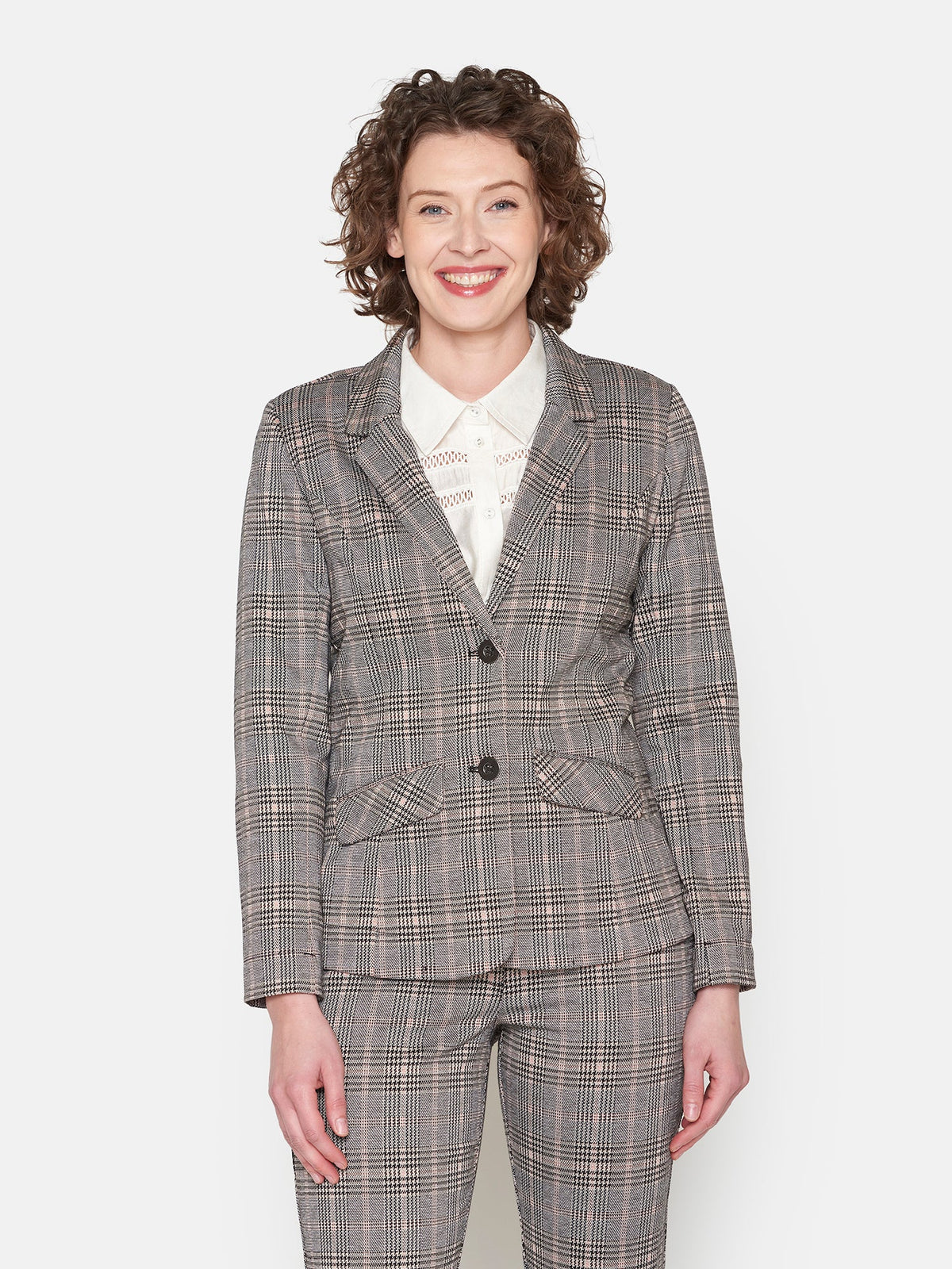 Blazer - Grå / Beige Mix - Ternet