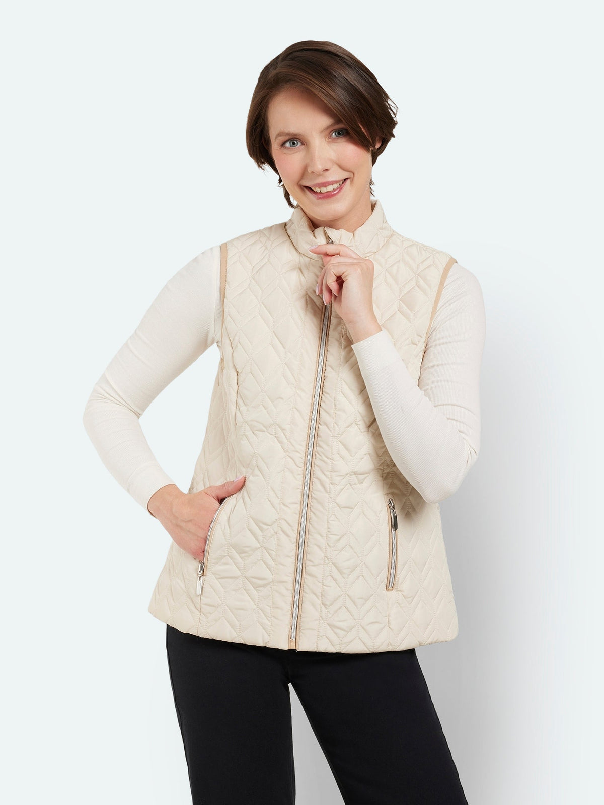 Vest - Råhvid - Quiltet
