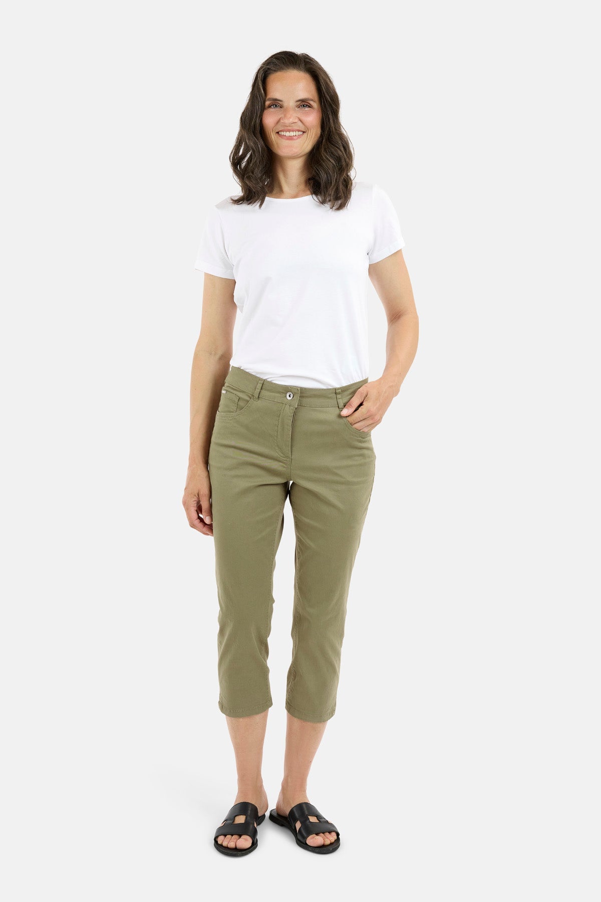 Madelaine Capri Bukser - Oliven Grøn - Straight Fit