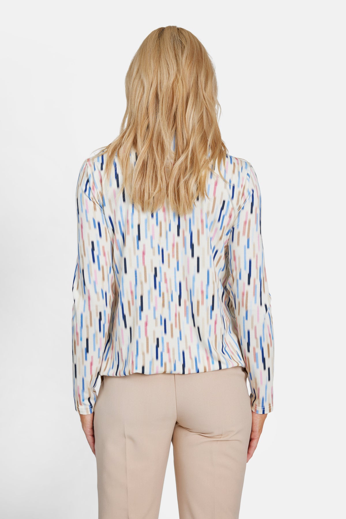 Langærmet T-shirt - Blå Mix - Mønstret