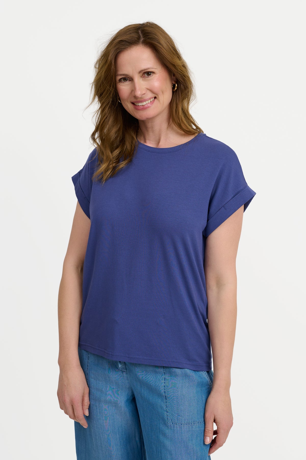 Kortærmet T-shirt - Mørkeblå - Med Opsmøg