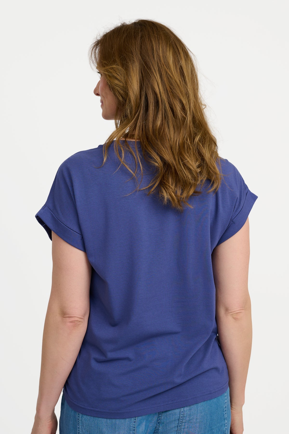 Kortærmet T-shirt - Mørkeblå - Med Opsmøg