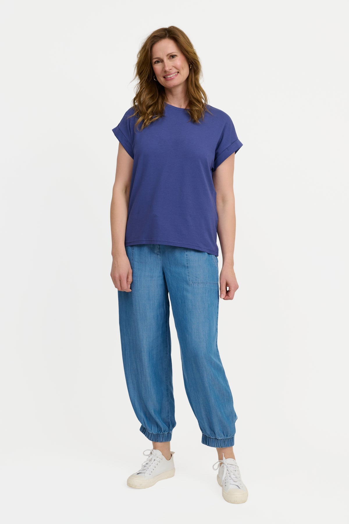 Kortærmet T-shirt - Mørkeblå - Med Opsmøg
