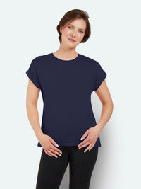 Kortærmet T-shirt - Navy - Med Opsmøg