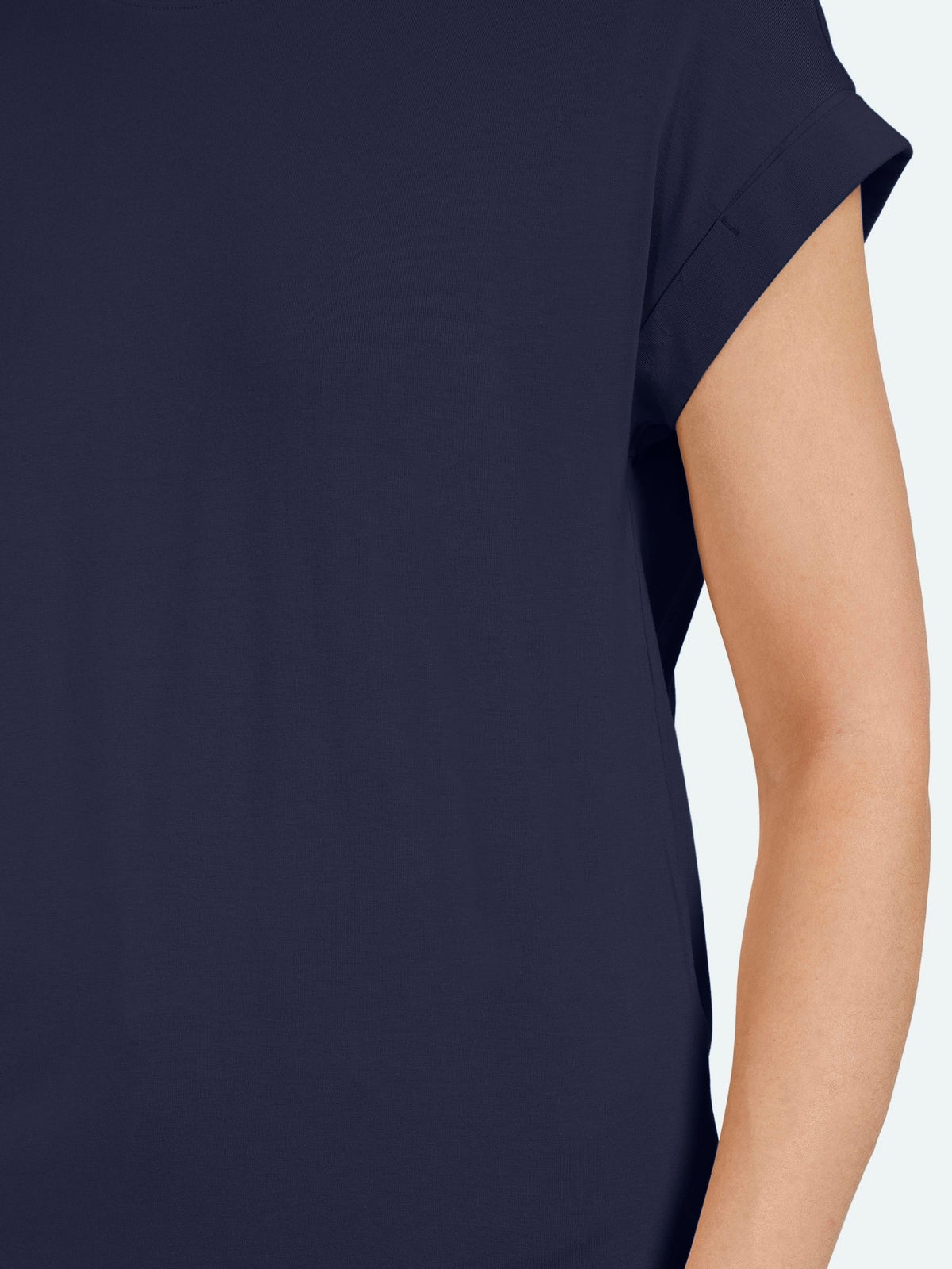 Kortærmet T-shirt - Navy - Med Opsmøg