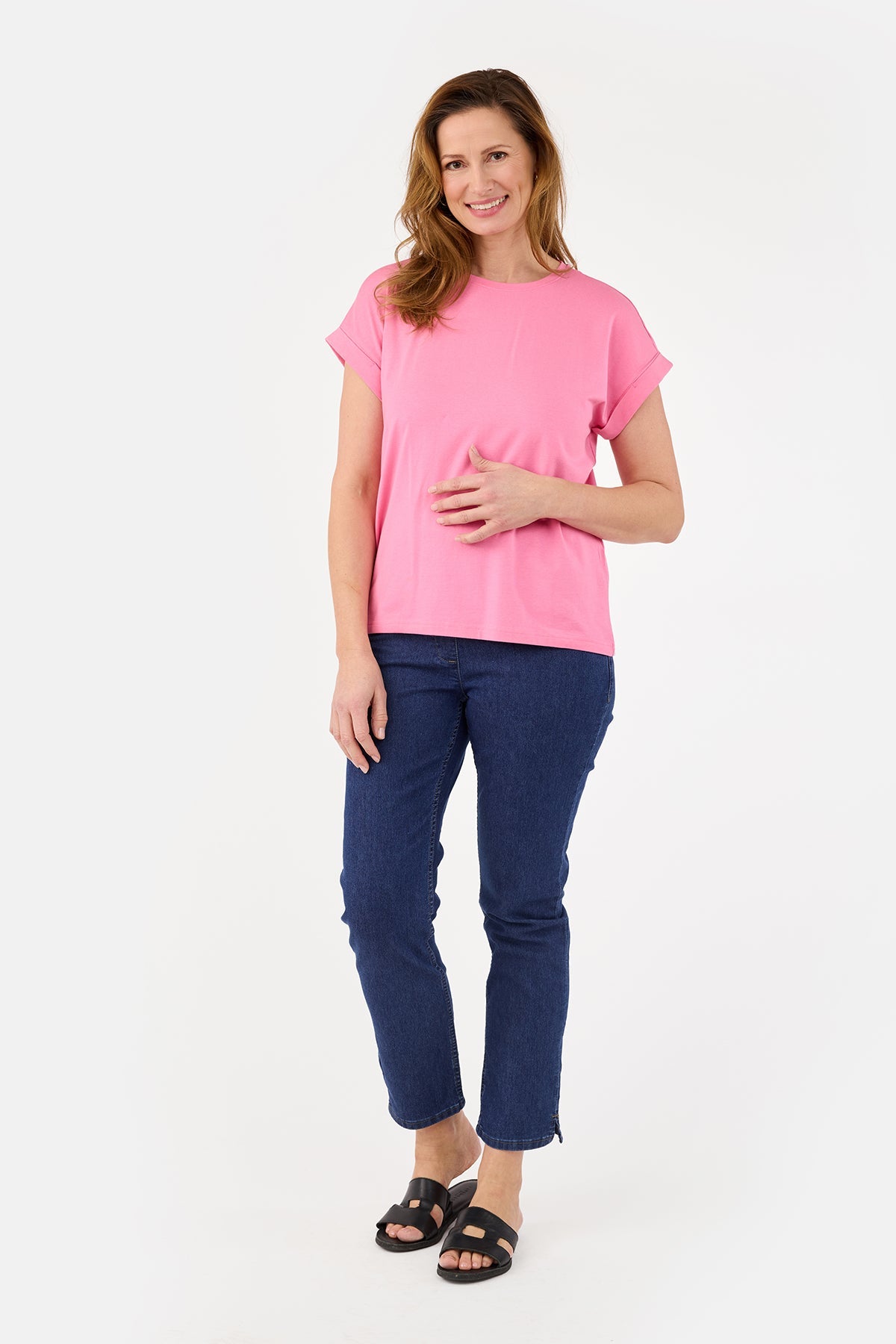 Kortærmet T-shirt - Pink - Med Opsmøg