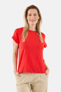 Kortærmet T-shirt - Rød - Med Opsmøg