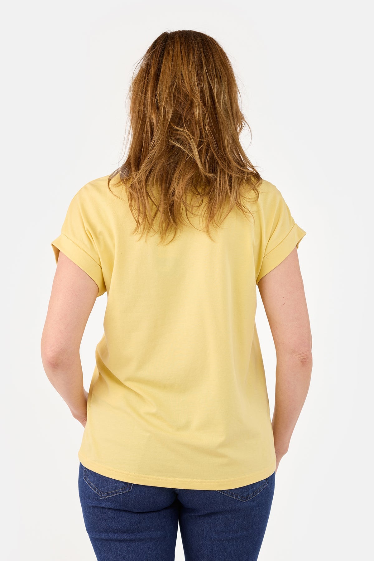 Kortærmet T-shirt - Gul - Med Opsmøg