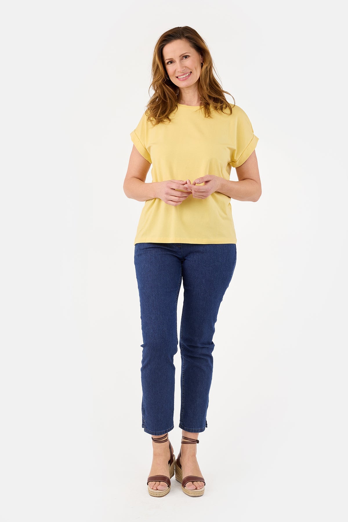 Kortærmet T-shirt - Gul - Med Opsmøg